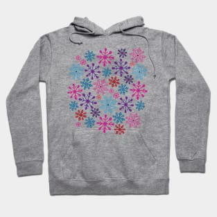 SNOWFLAKES Christmas Xmas Winter Holidays in Non-Traditional Fuchsia Pink Purple Blue Red on Pink - UnBlink Studio by Jackie Tahara Hoodie